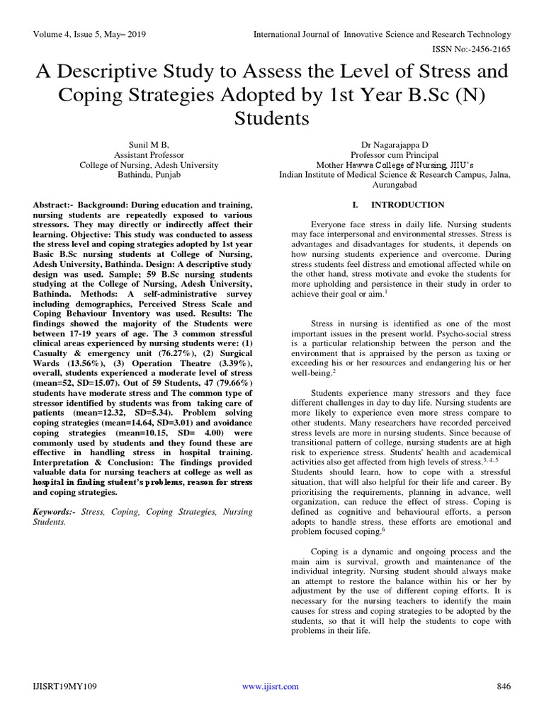 Stress and Coping in Nursing Students | PDF | Coping (Psychology ...