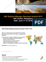 SAP Solution Manager Education Summit 2019: Ritz Carlton, Bangalore Date: June 11-13, 2019