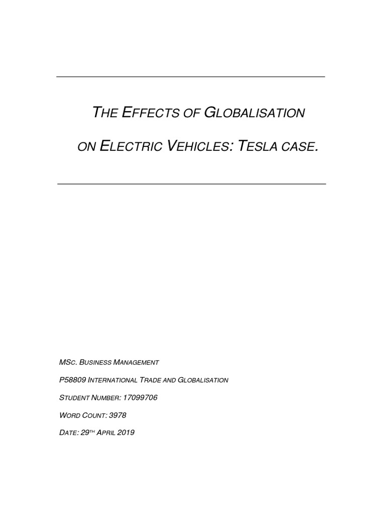 Globalization Impact on Tesla EVs | PDF | Electric Vehicle | Hybrid ...