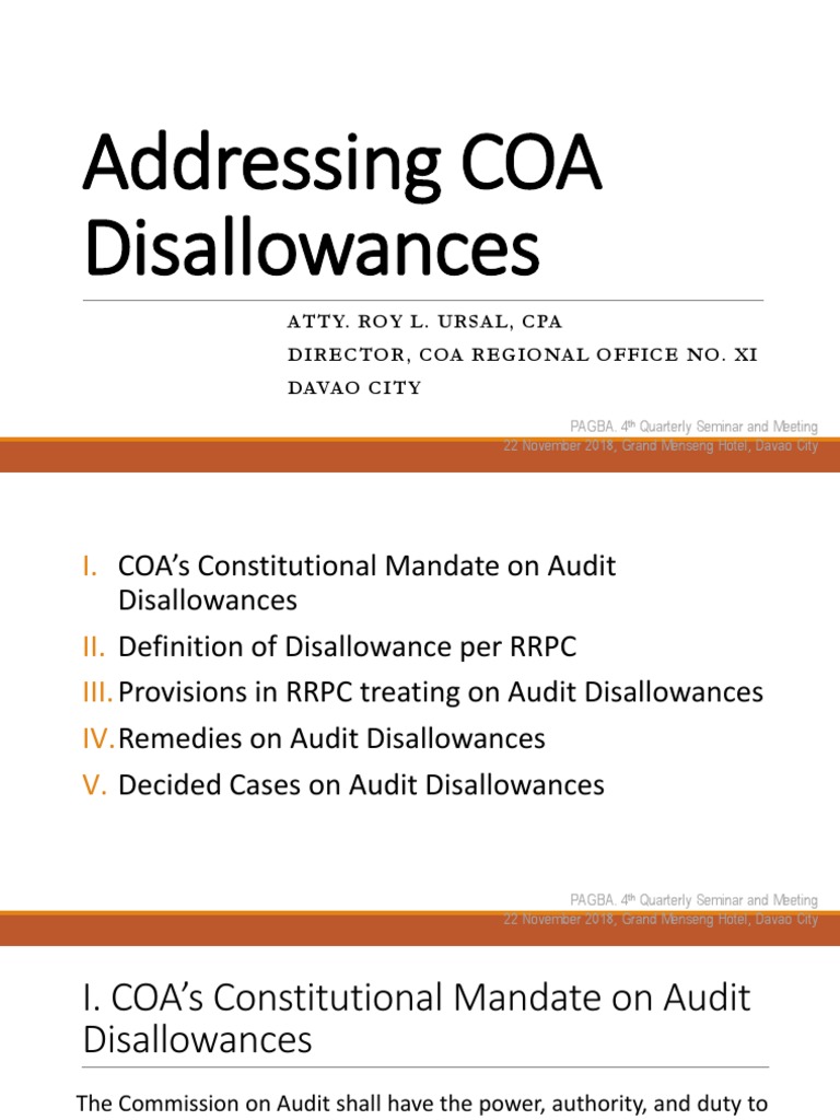 Understanding COA Audit Disallowances | PDF | Certiorari | Judgment (Law)
