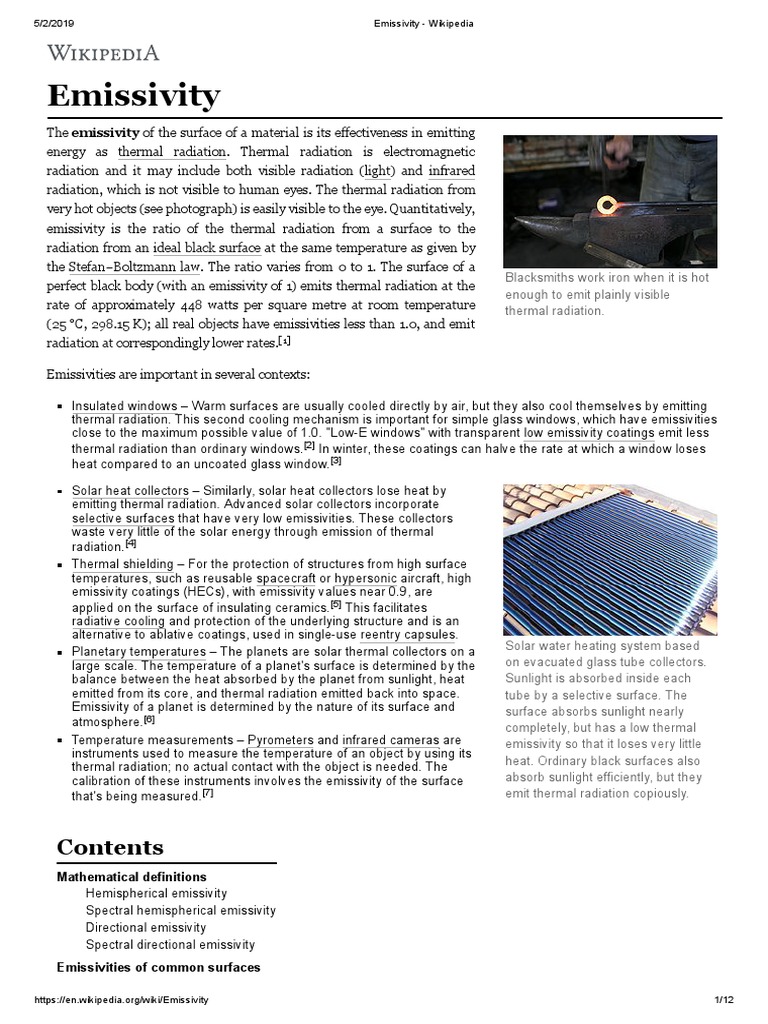 Emissivity Wikipedia Electrodynamics Thermodynamics