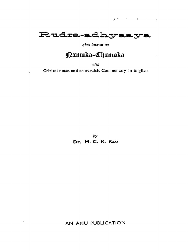 Rudra Adhyaya With Eng Translation & Notes Rao M.C.R. | PDF | Shiva ...