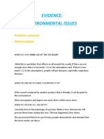 Evidence: Environmental Issues: Problem Selected: Deforestation