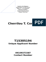 Cherrilou T. Corpuz: Unique Applicant Number