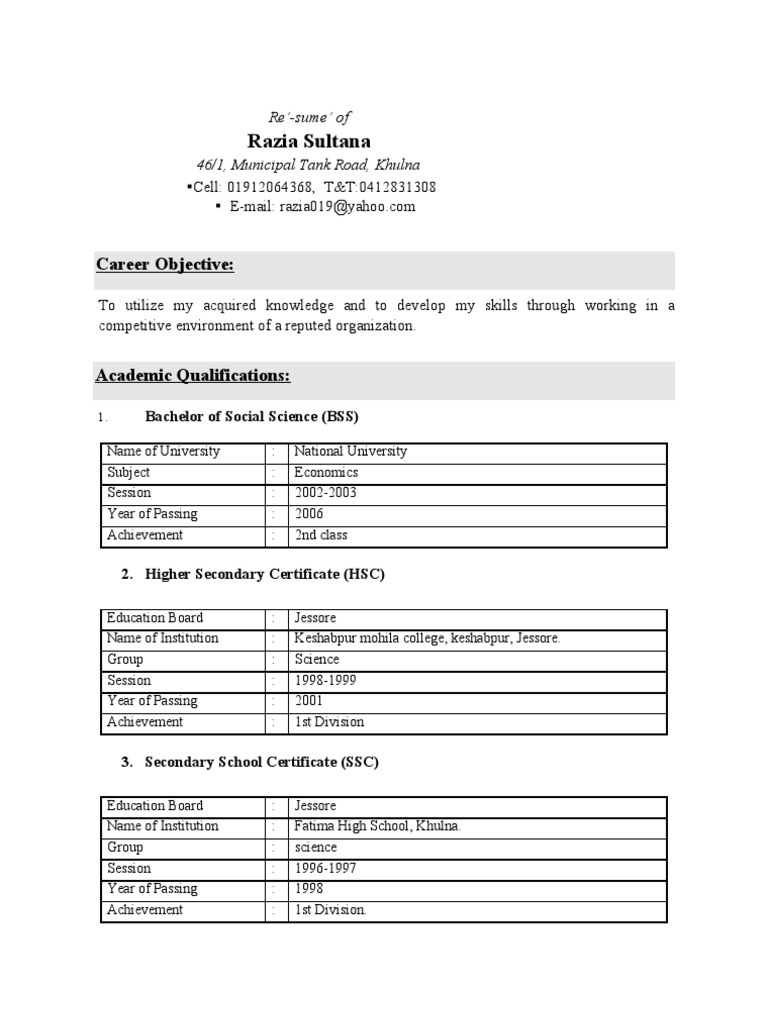 Resume Razia 01 | PDF