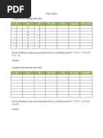 5 Truth Tables Worksheet PDF