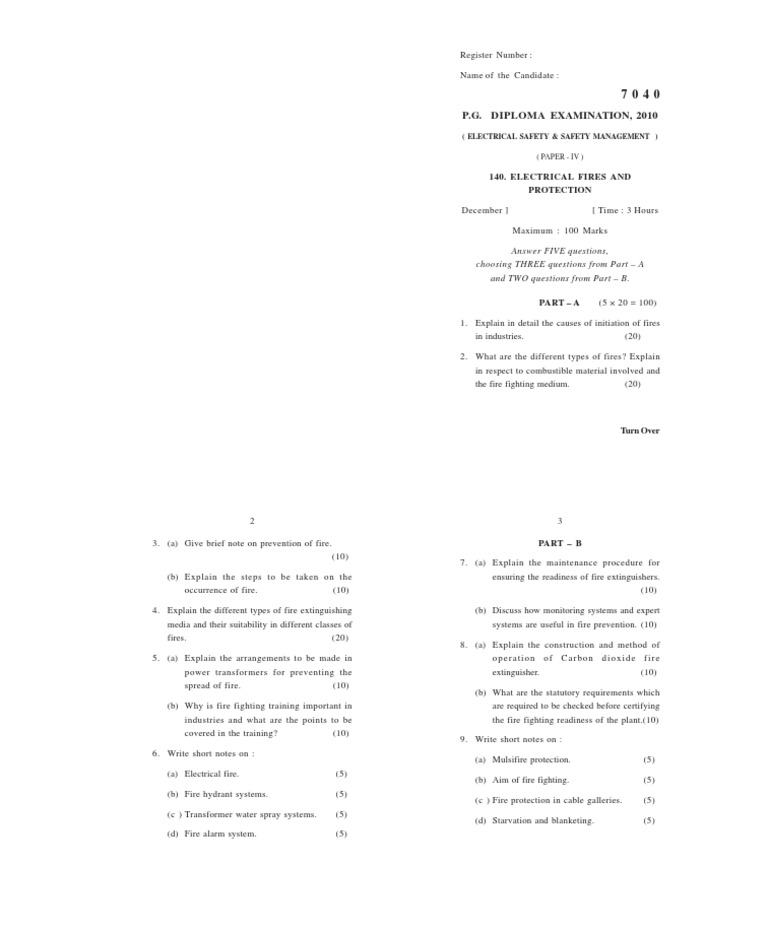 Electrical Fire Safety Examination Guide | PDF | Fires | Firefighting