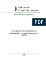 O Desafio Da Autosustentabilidade Nos Empreendimentos de Economia Solidaria de Londrina – Mauricio R Araujo