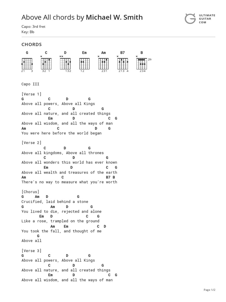 Above All Chords by Michael W. Smithtabs at Ultimate Guitar Archive PDF Song Structure