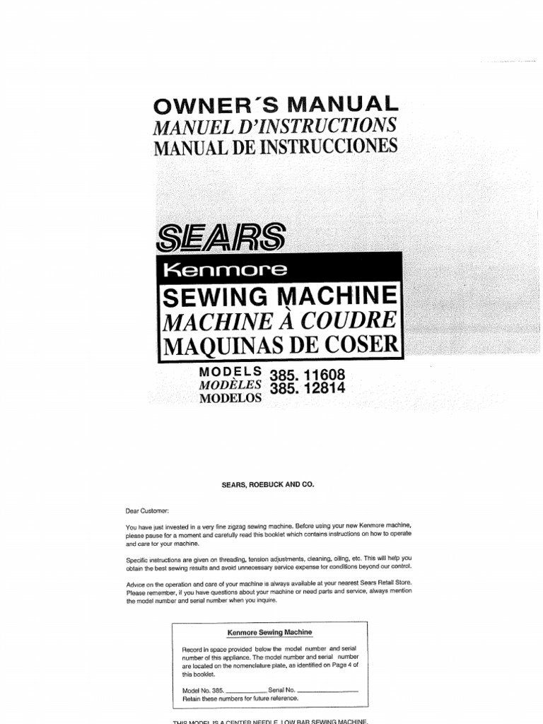 Kenmore Sewing Machine Manual PDF Sewing Machine Sewing
