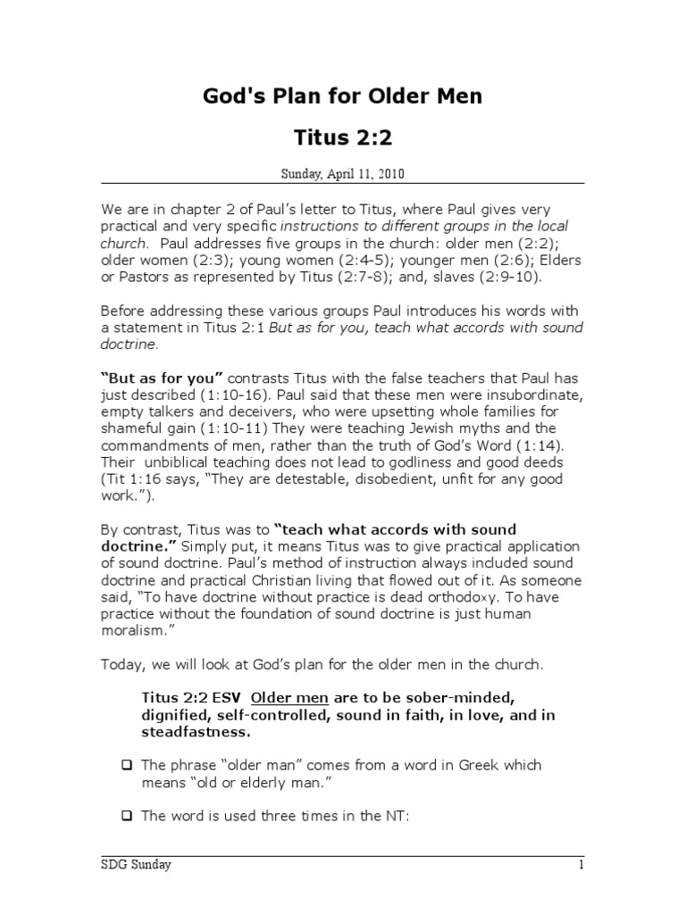God's Plan for Older Men in Titus | PDF | Faith | Paul The Apostle
