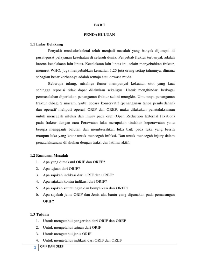 Perbandingan ORIF dan OREF pada Fraktur | PDF
