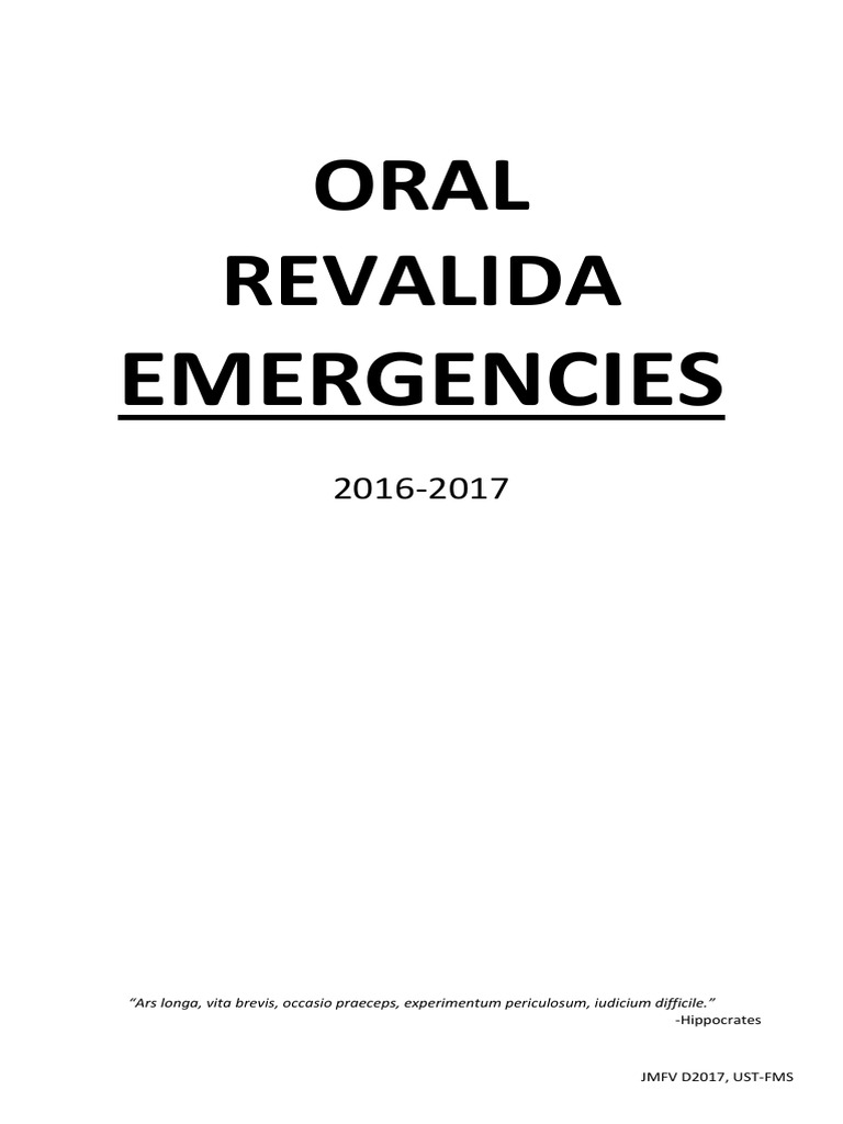 Oral Revalida: Emergencies | PDF | Asthma | Cardiopulmonary Resuscitation