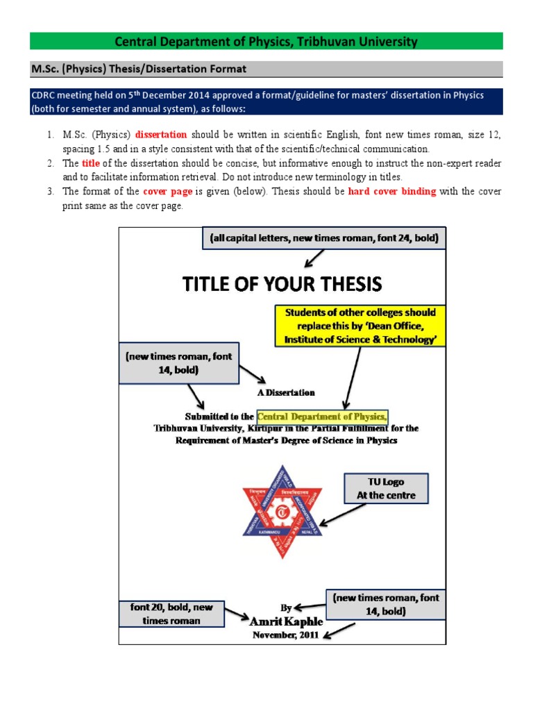 M.Sc. Physics Thesis Format Guidelines | PDF | Thesis | Nature
