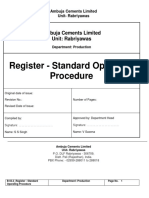 Register - Standard Operating Procedure: Ambuja Cements Limited Unit: Rabriyawas