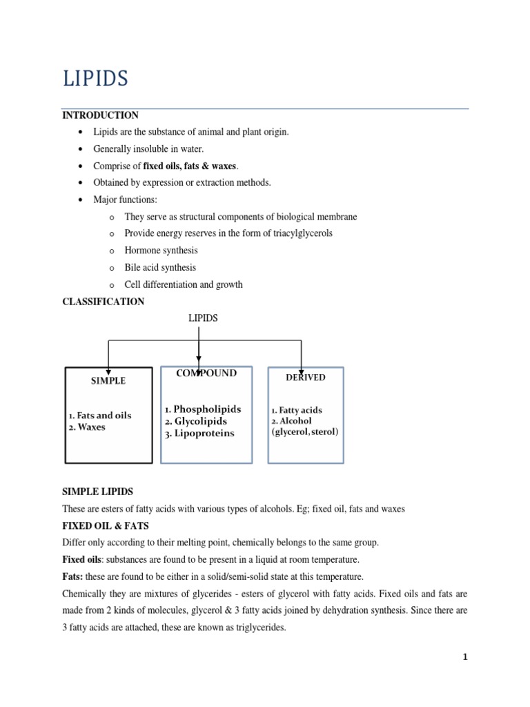 Lipid Classification and Castor Oil Analysis | PDF | Fatty Acid | Lipid
