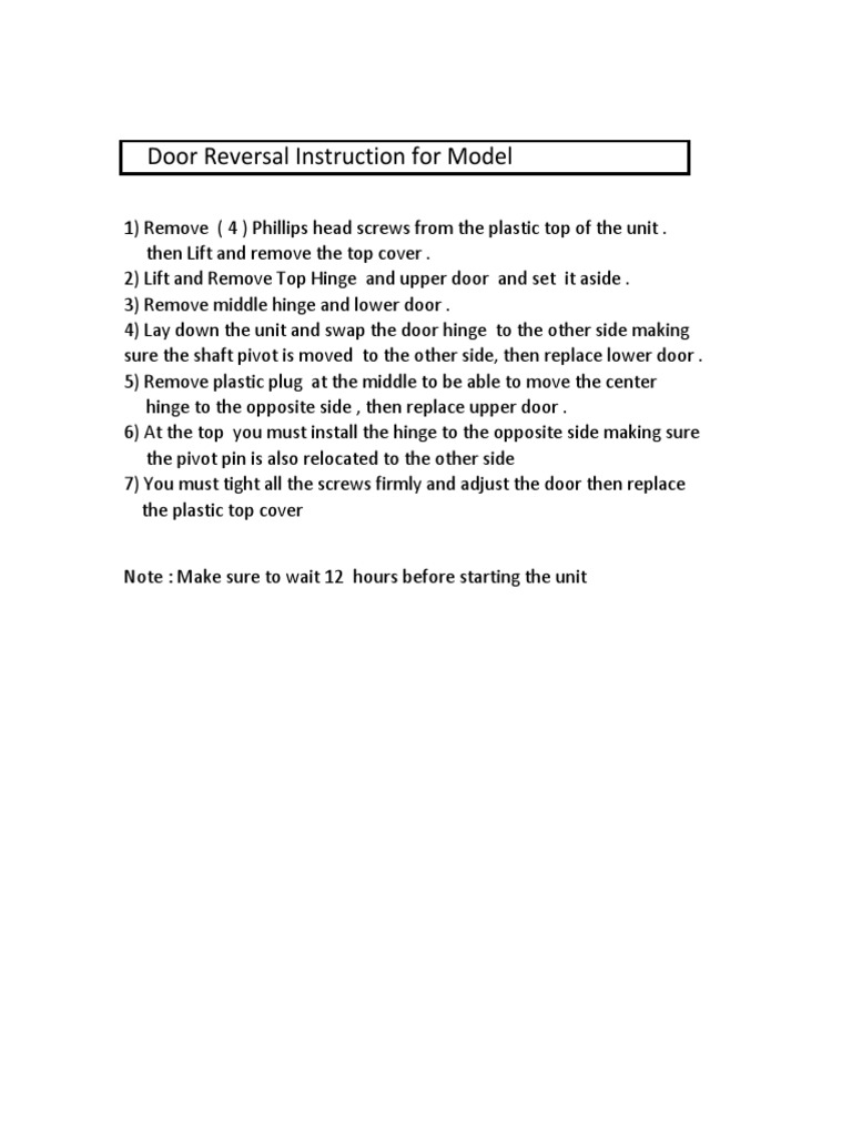 Avanti Fridge Door Reversal Instructions PDF PDF Manufactured Goods