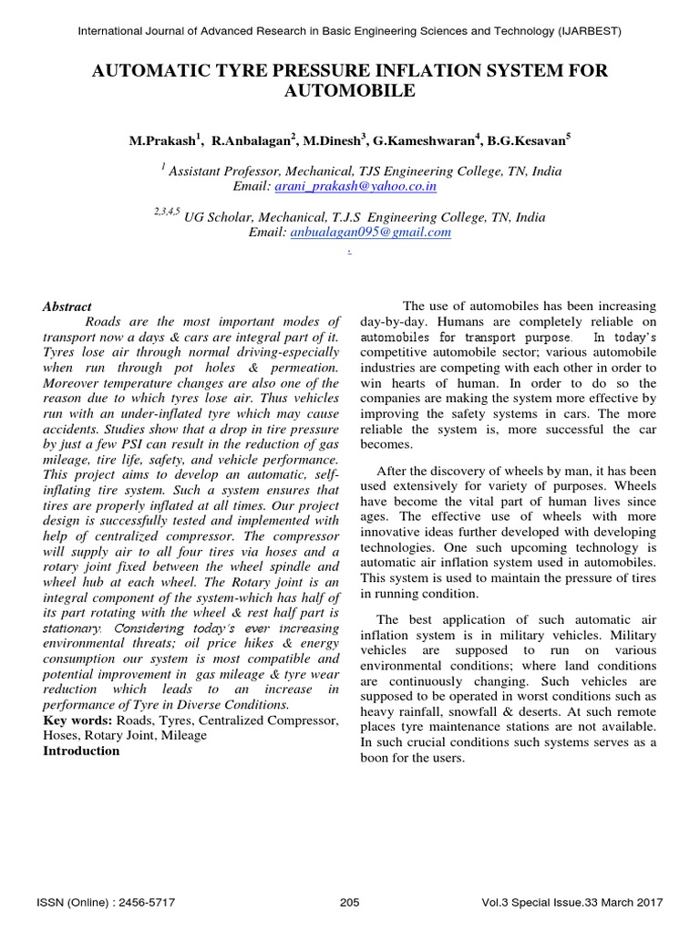 Automatic Tyre Inflation System Design | PDF | Tire | Bearing (Mechanical)