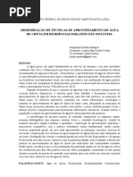 DISSEMINAÇÃO DE TÉCNICAS PARA REAPROVEITAMENTO DA ÁGUA DE CHUVA
