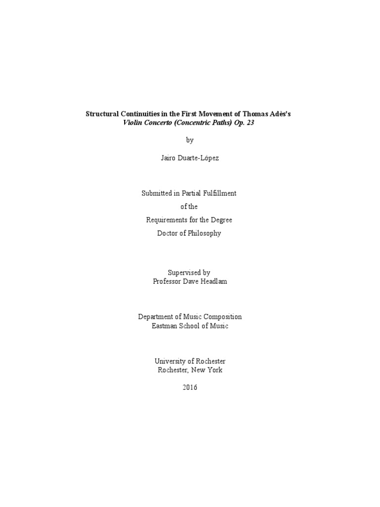 Ades, 1st MVT Analysis Violin Concerto PDF Orchestras Harmony