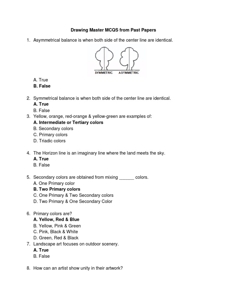 Drawing Master MCQs for Test Prep | PDF | Composition (Visual Arts) | Color