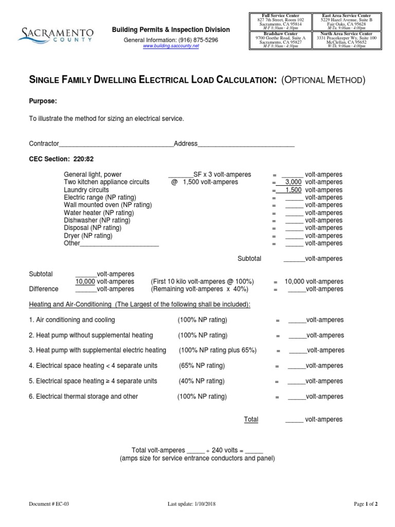 Single Family Dwelling Load Calculation | PDF | Water Heating | Watt