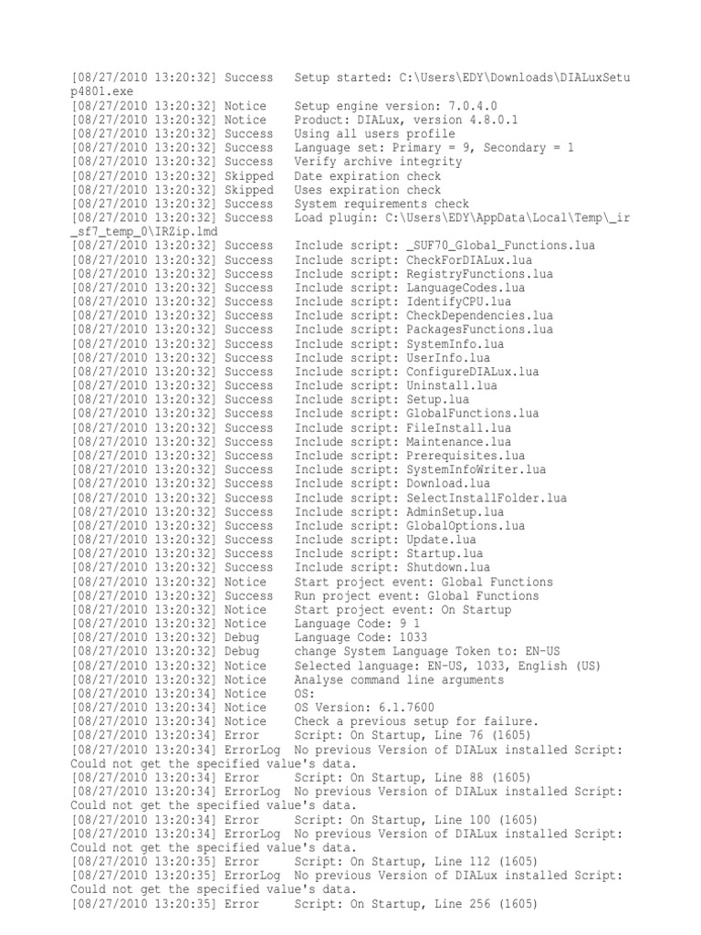DIALux Installation Log | PDF | Hypertext Transfer Protocol | Download