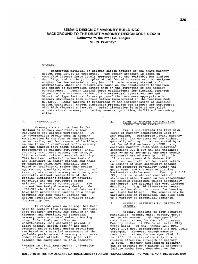Seismic Design Code for Masonry Buildings | PDF | Strength Of Materials ...