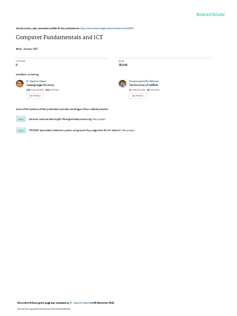 Computer Fundamentals and ICT | PDF | Computer Data Storage | Central ...