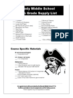 Moody Middle School Sixth Grade Supply List: Course Specific Materials
