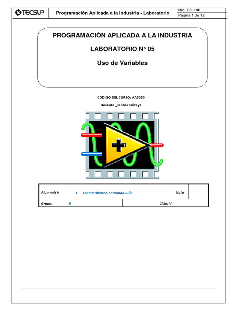 Lab 5 Uso de Variables - v2s | PDF | Caldera | Programación de computadoras