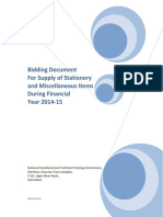 Bidding Document For Supply of Stationery and Miscellaneous Items For During Financial Year 2014-15