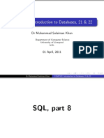 COMP102: Introduction To Databases, 21 & 22: DR Muhammad Sulaiman Khan