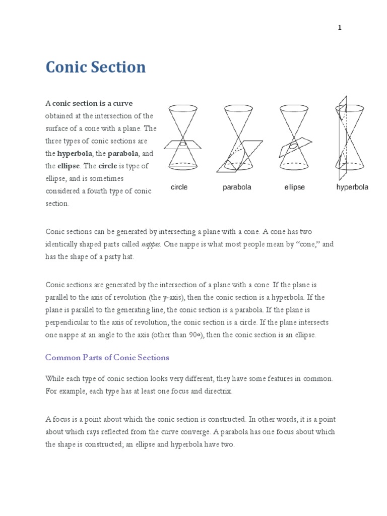 Conic Sections | PDF | Ellipse | Mathematical Analysis