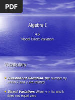 Algebra I: 4.6 Model Direct Variation