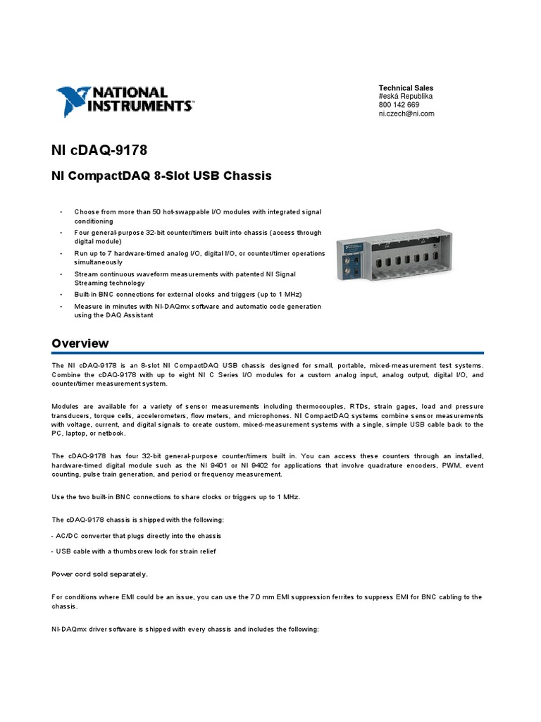 NI CDAQ 9178 Specification Eng PDF
