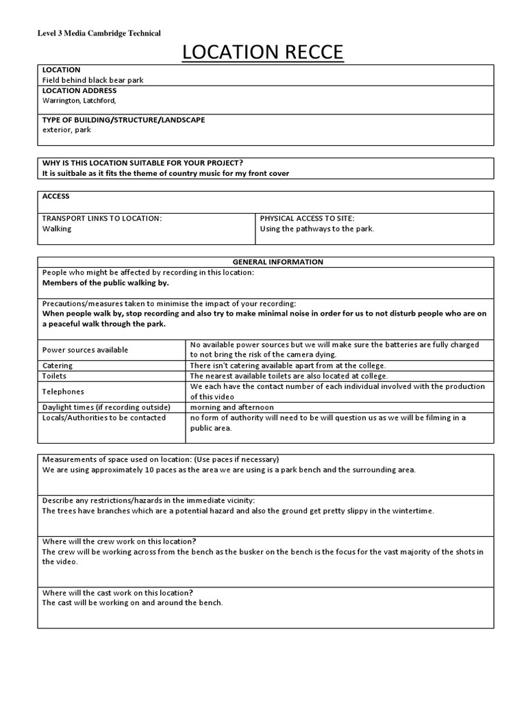 Location Recce 2 | PDF | Safety