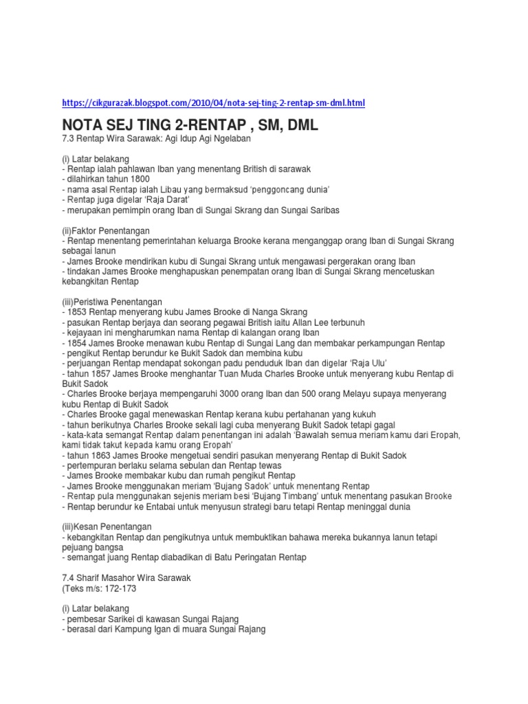 Nota Sej Ting 2 Pdf