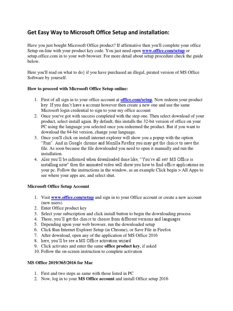 Microsoft Office Setup Guide | PDF | Microsoft Office | Internet Explorer