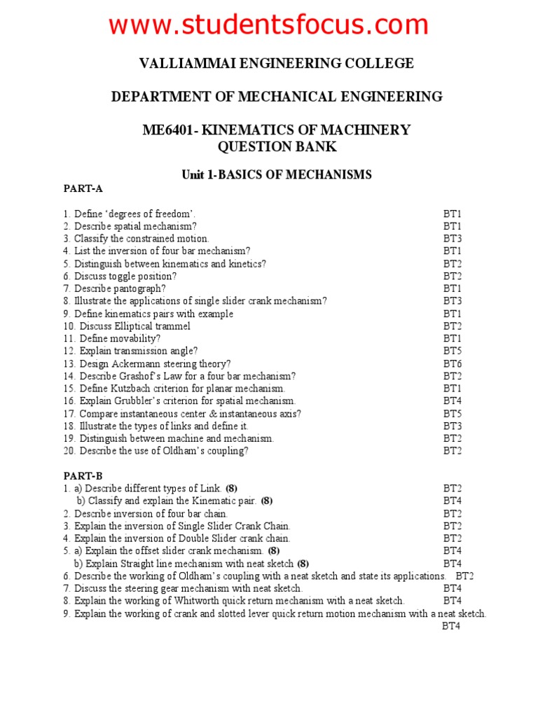 Mechanical Eng. Exam Prep | PDF | Belt (Mechanical) | Gear
