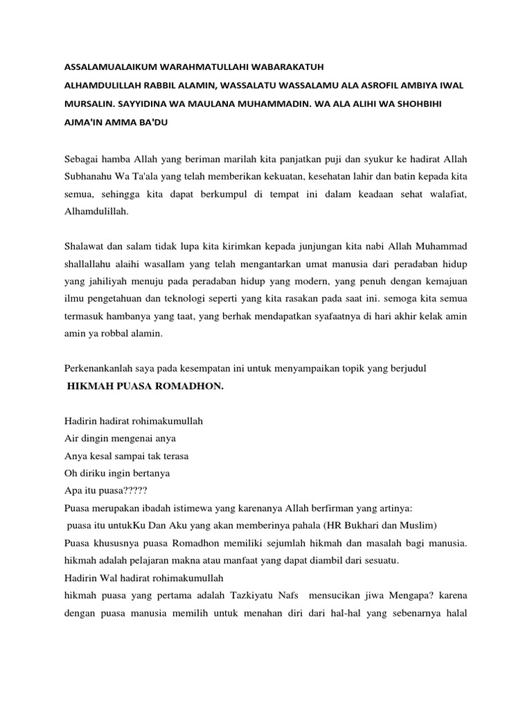 Assalamualaikum Warahmatullahi Wabarakatuh Docx