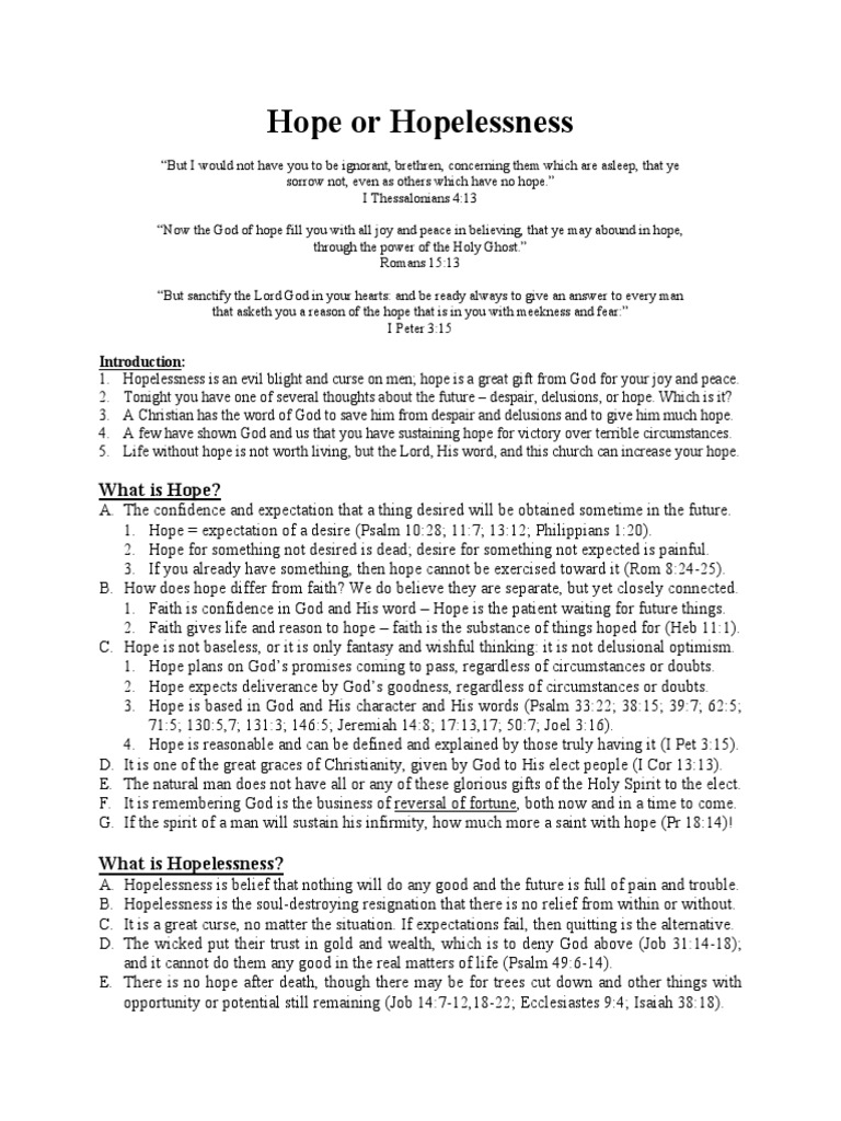 Hope or Hopelessness | PDF | Hope | David
