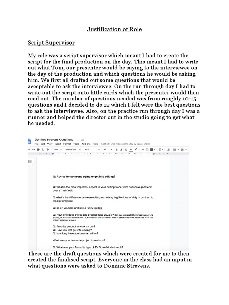 justification of role