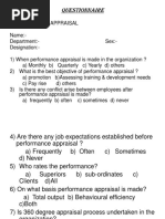 Questionnaire On Performance Appraisal-2