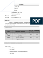 Resume: Course Name of The Institution Year of Passing Percentage (%) Diploma in Civil Engineering SSLC