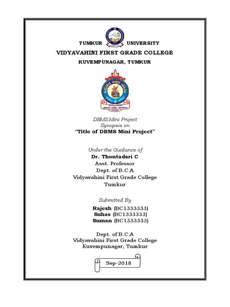 DBMS Mini Project Synopsis | PDF