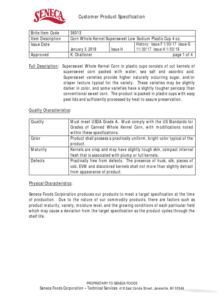 Corn Spec PDF Maize Fat