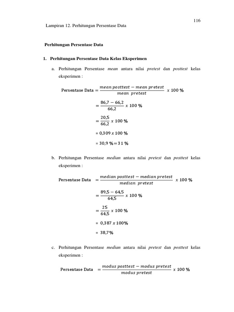 Lampiran 12. Perhitungan Persentase Data-09503247002 | PDF