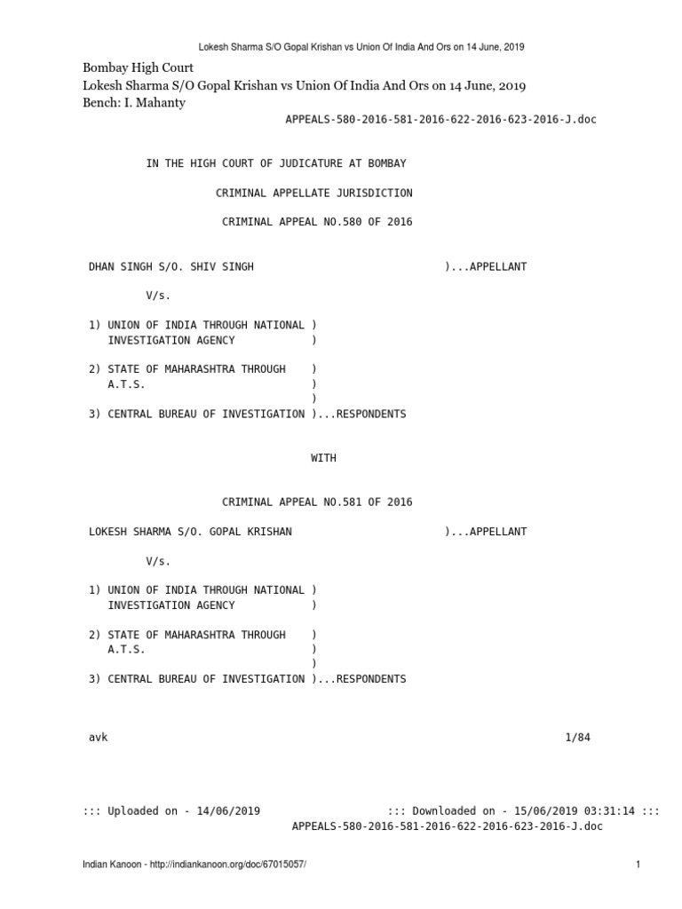 Bombay High Court PDF Bail Criminal Law