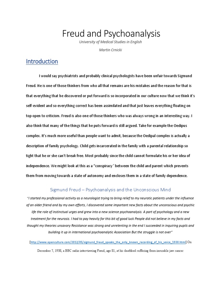 Freud and Psychoanalysis | PDF | Sigmund Freud | Unconscious Mind